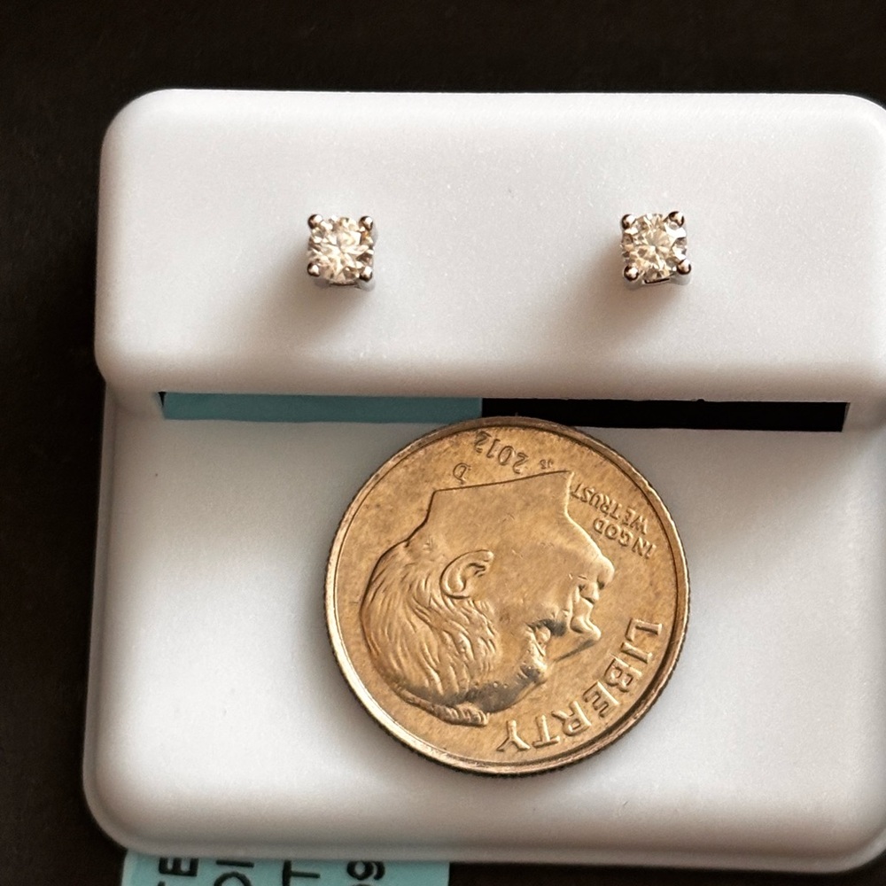 Dazzling Silver Moissonite Stud Earrings - Picture 2 of 2